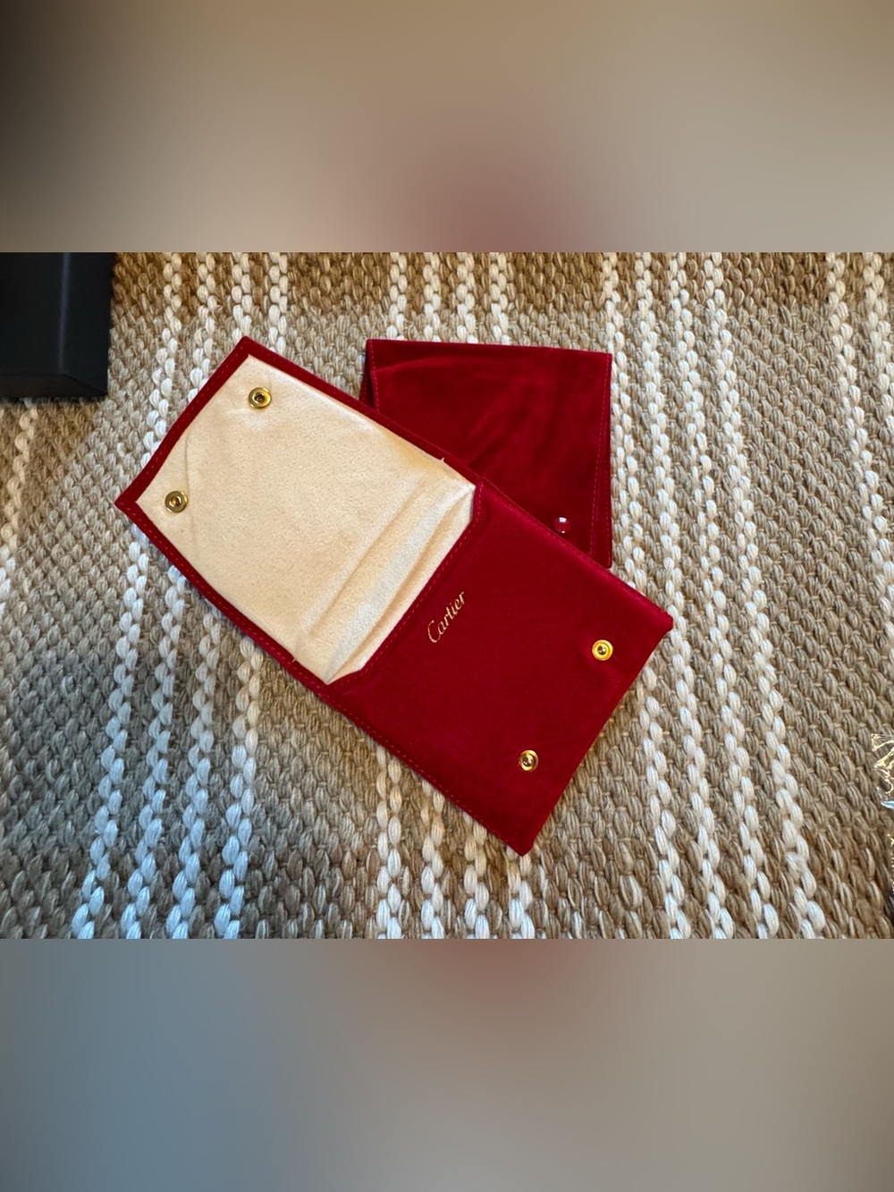 Cartier Red Velvet and Cream Interior Jewelry Pouch